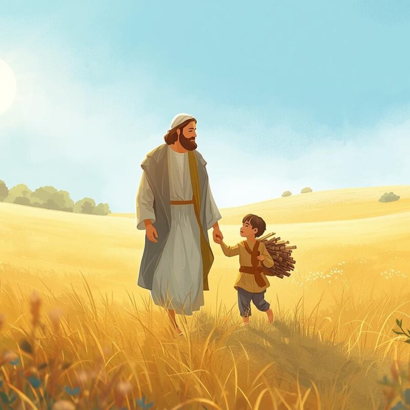 Abraham and Isaac walking to Moriah